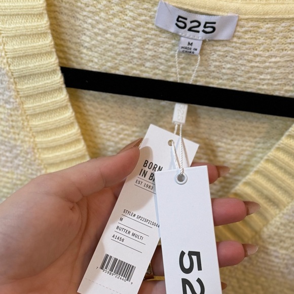 525AMERICA gingham Yellow cardigan size M - Picture 3 of 5